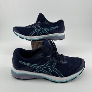 Asics GT-1000 8 Shoes Womens Size 9 Navy Teal Running Stability FlyteFoam